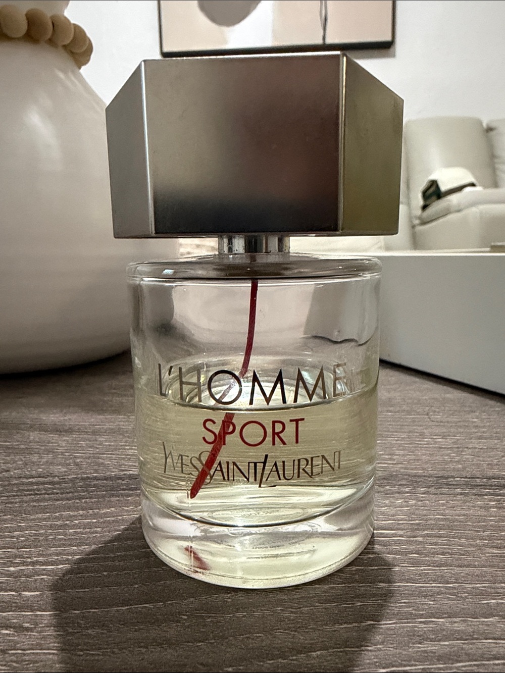 RARE AND DISCONTINUED Yves Saint Laurent L'Homme Sport Bottle - Clear with Red